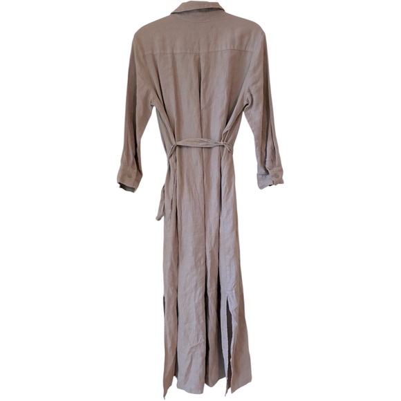 L'agence Cameron Dune Belted Linen Long Shirt Dress Medium - Picture 2 of 6